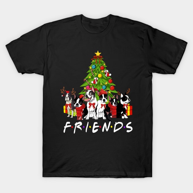 Christmas Tree Boston Terriers T-Shirt by TeeWind